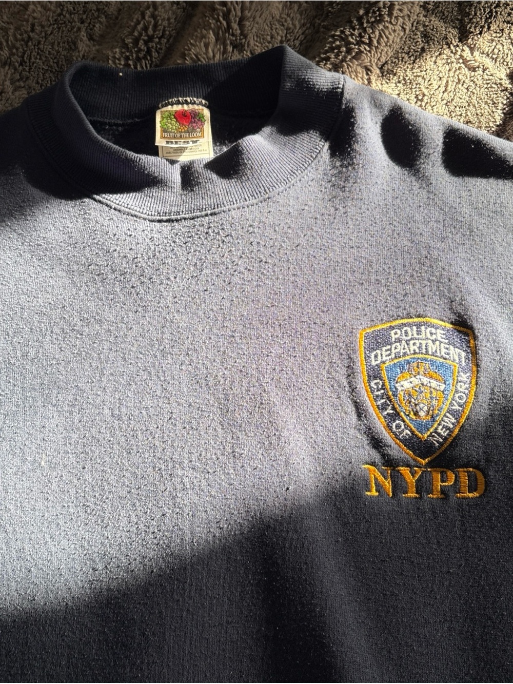 Fruit of the Loom Navy Crewneck Sweatshirt with Gold Embroidered Shield